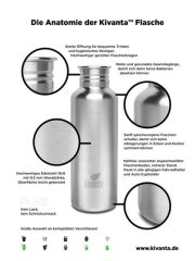 Kivanta 350 ml Edelstahl Flasche inkl. Sport Cap inkl. Wunschgravur