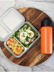 Ecococoon Bento Lunchbox auslaufsicher aus Edelstahl mit 2 F&auml;chern - optionale Wunschgravur