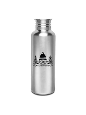 Kivanta 750 ml Edelstahlflasche - Ski / mit Personalisierung (2 Variationen)