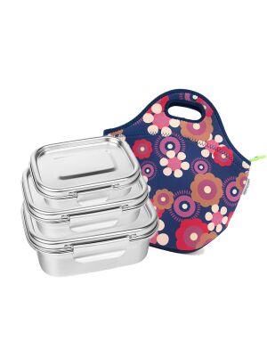 "Picknick-Set" mit Airtight Dosen & GRATIS Isoliertasche / Retroblumen