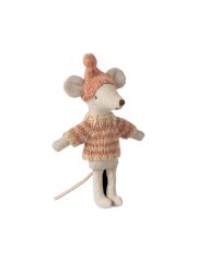 Maileg Big Sister / Big Brother Mouse - Pullover & Mütze (koralle)