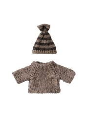 Maileg Big Sister / Big Brother Mouse - Pullover &amp; M&uuml;tze (natur)