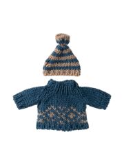 Maileg Mum &amp; Dad Mouse - Pullover &amp; M&uuml;tze (blau)