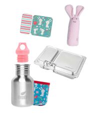 Kivanta Geschenk-Set für Babys 6: 350 ml Trinkflasche + Isolierhülle & LunchBuddy Duo