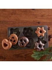 LURCH FlexiForm Mini-Backform Lebkuchen Brezeln, Herzen, Sterne (17 x 30 cm)