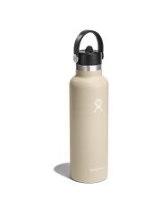 Hydro Flask 21 oz (621 ml) Standard Mouth isolierte Trinkflasche mit Flex Straw Cap - Oat