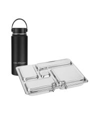 LunchBuddy Lunchbox “5 Stars” & Trinkflasche / 3-teilig (schwarz)