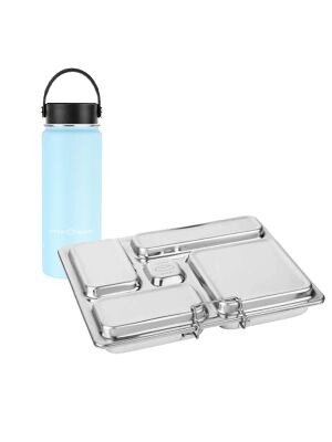 LunchBuddy Lunchbox “5 Stars” & Trinkflasche / 3-teilig (gletscherblau)