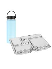 LunchBuddy Lunchbox “5 Stars” & Trinkflasche / 3-teilig (gletscherblau)