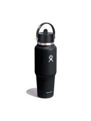 Hydro Flask 32 oz (946 ml) Wide Mouth isolierte &quot;Travel Bottle&quot; mit Flex Straw Cap - schwarz