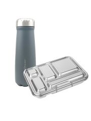 LunchBuddy Lunchbox "Bento Five" + Wanderer Isolierflasche (anthrazit)