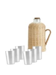 Nordal Krug "Fiona" aus  Glas mit Holzdeckel & 6 LunchBuddy Becher