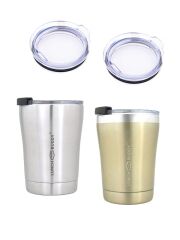 LunchBuddy Vorteils-Set: 2 x isolierter Kaffeebecher 250 ml / natur & gold