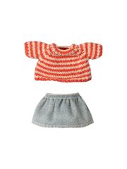 Maileg Big Sister / Big Brother Mouse - Strickpullover und Rock (rot geringelt)