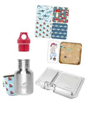 LunchBuddy Lunchbox Duo, Flasche (350 ml) & Zubehör - Pirat