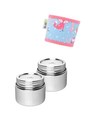 Kivanta Behälter - S / 2er Set mit Hülle zum Überstülpen (Tiere im Winter)