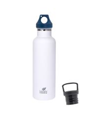 Kivanta 700 ml Isolierflasche (weiß) inkl. Loop Verschluss (marine) + GRATIS Infuser Cap 