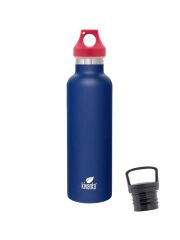 Kivanta 700 ml Isolierflasche (blau) inkl. Loop Verschluss (rot) + GRATIS Infuser Cap