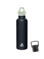 Kivanta 700 ml Isolierflasche (schwarz) inkl. Loop Verschluss (mint) + GRATIS Infuser Cap 