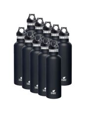 Kivanta Trinkflaschen Set - 10 x 700 ml Isolierflasche (schwarz)